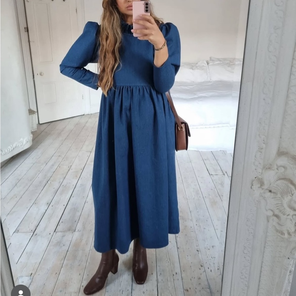 Johanna Sands denim Rosa dress UK 8
